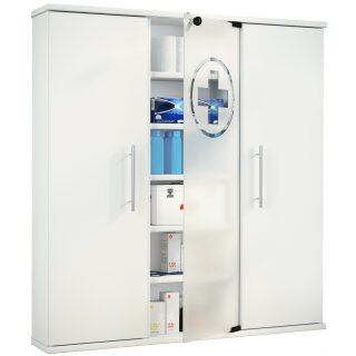 VCM Medizinschrank "Santila" Weiß ca. Höhe 91,5 cm Breite 88 cm Tiefe 18 cm