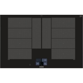 Siemens EX875KYW1E (schwarz) Kochfeld  iQ700 Induktionskochfeld 80 cm Schwarz, Mit Rahmen aufliegend